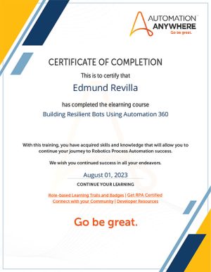 Cert AutomationAnywhere Building Resilient Bots Using Automation 360 500w